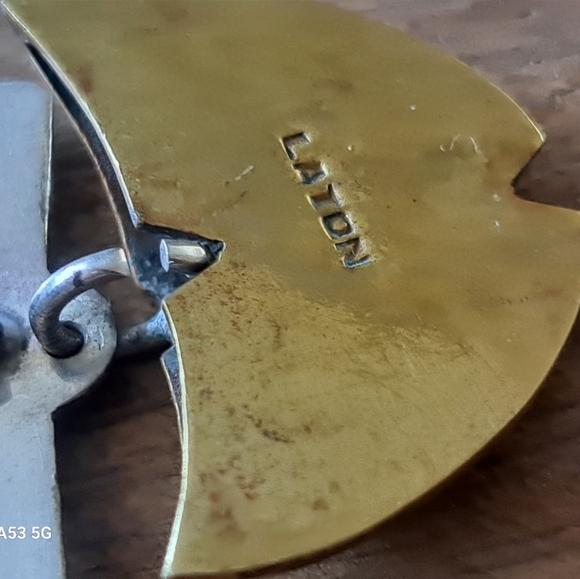 925 Sterling silver and brass fish brooche - Picture 4 of 7